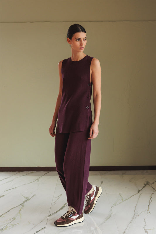 Wide-knit Pant Rd481 Berenjena