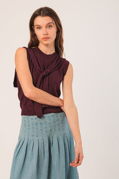 Vest With Tied Sweat Rd482 Berenjena