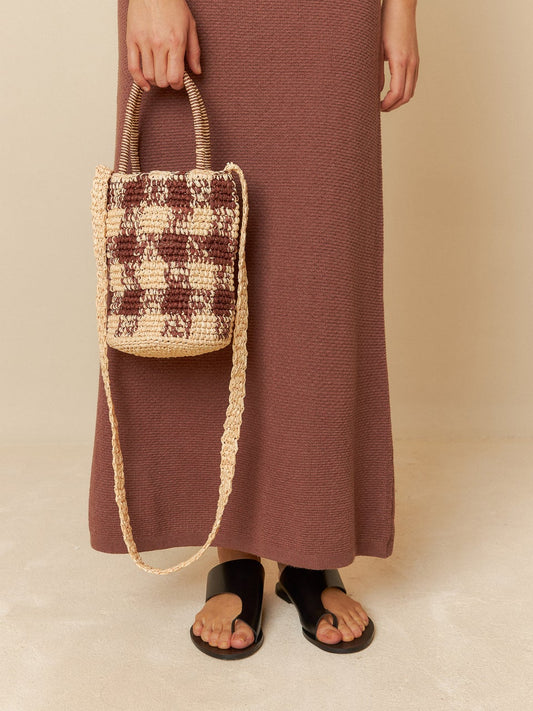Raffia Bucket Bag Rk716 Chocolate
