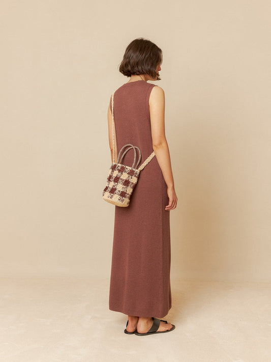 Raffia Bucket Bag Rk716 Chocolate