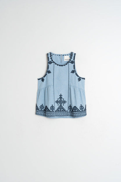 Embroidered Denim Bl Sk125 Super-Stone