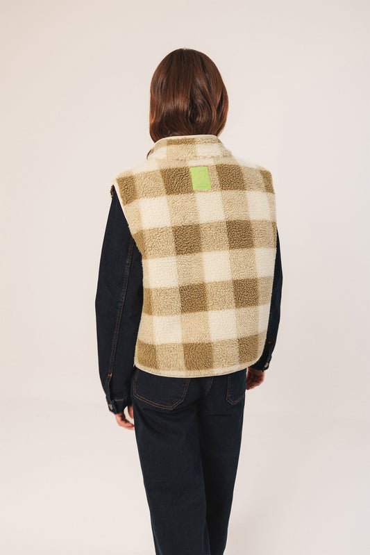 Teddy Plaid Vest St640 Oliva