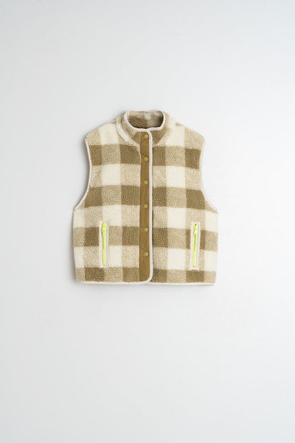 Teddy Plaid Vest St640 Oliva