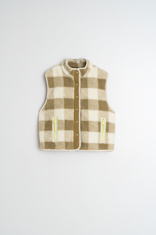 Teddy Plaid Vest St640 Oliva