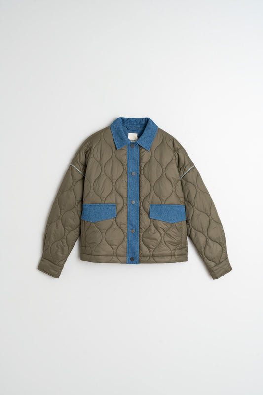 Retro Quilted Biker St685 Khaki