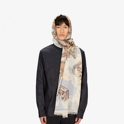 INOUI | Hand-Printed Wool Scarf - Ash Grey