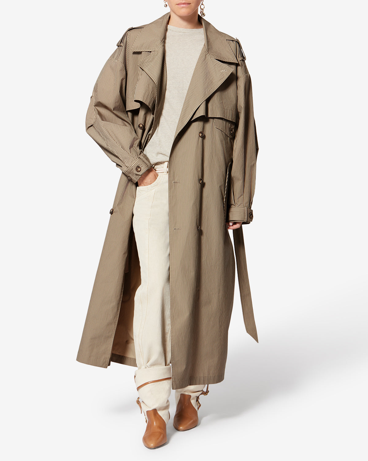 Etoile by Isabel Marant | Chilma Oversized Canvas Trench Coat - Beige-Khaki