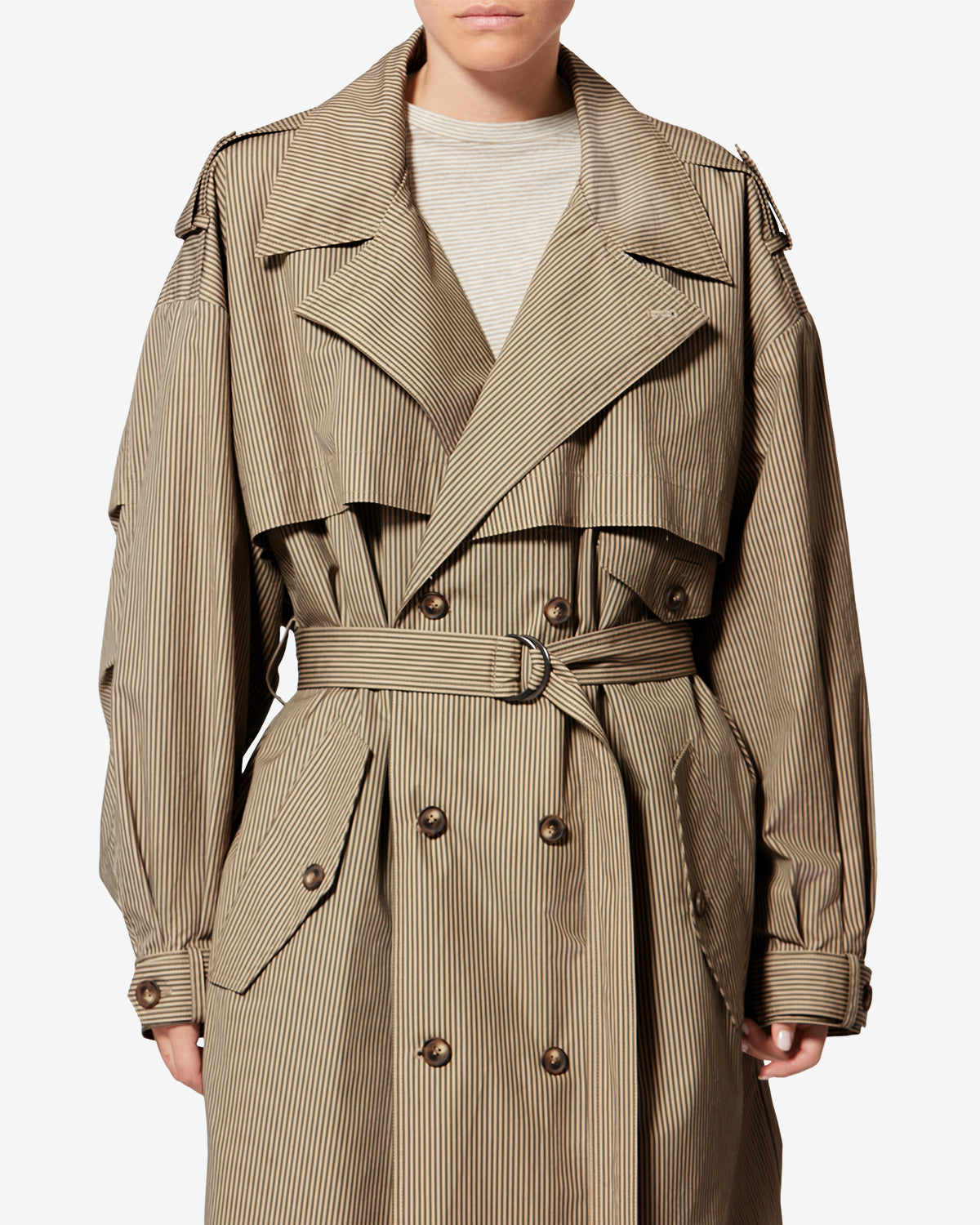 Etoile by Isabel Marant | Chilma Oversized Canvas Trench Coat - Beige-Khaki