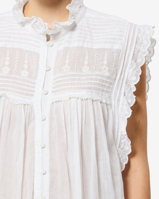 Isabel Marant | Dersia Embroidered Cotton Voile Blouse - White