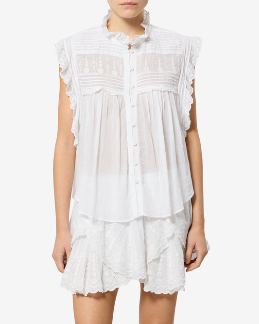 Isabel Marant | Dersia Embroidered Cotton Voile Blouse - White