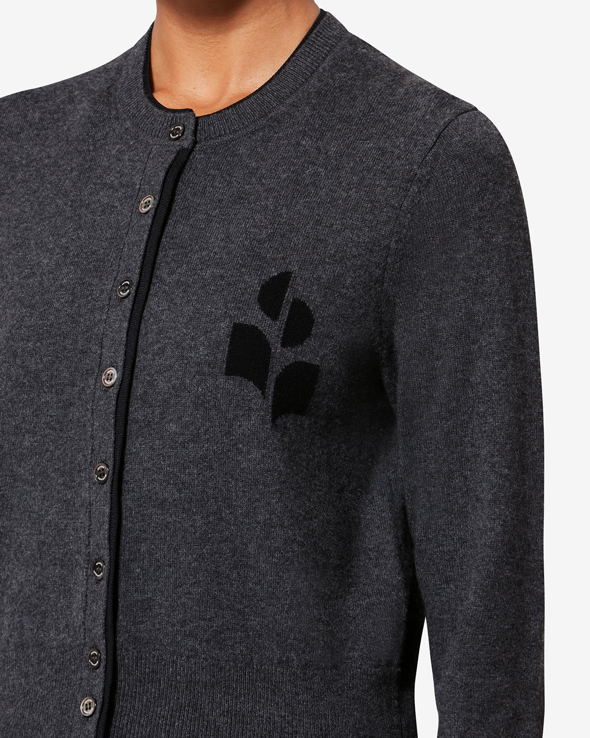 Etoile by Isabel Marant | Lona Cardigan - Double Rounded Neckline Anthracite-Black