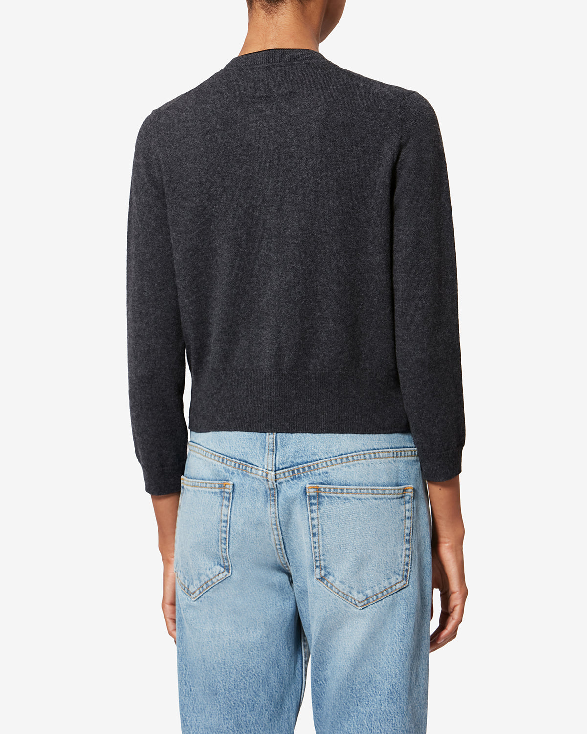 Etoile by Isabel Marant | Lona Cardigan - Double Rounded Neckline Anthracite-Black