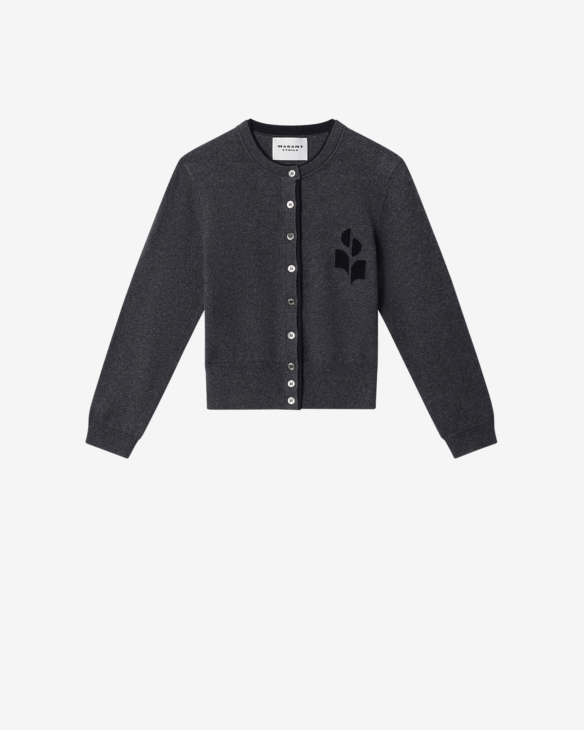 Etoile by Isabel Marant | Lona Cardigan - Double Rounded Neckline Anthracite-Black