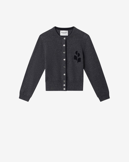 Etoile by Isabel Marant | Lona Cardigan - Double Rounded Neckline Anthracite-Black