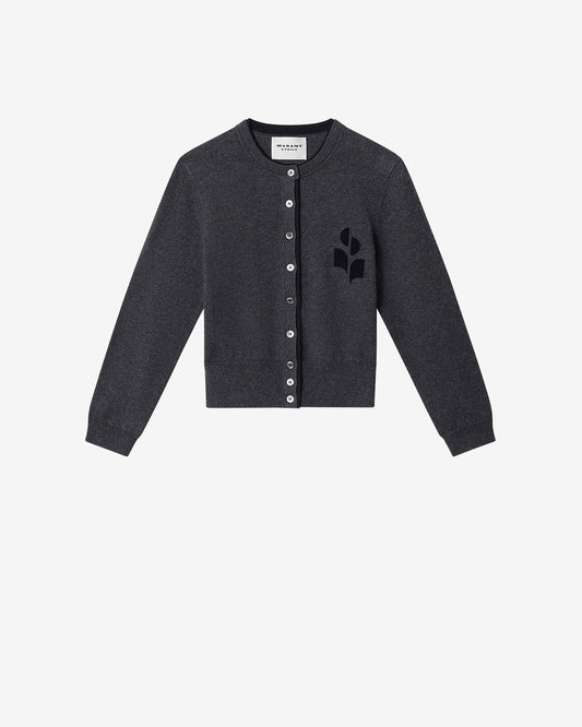 Etoile by Isabel Marant | Lona Cardigan - Double Rounded Neckline Anthracite-Black