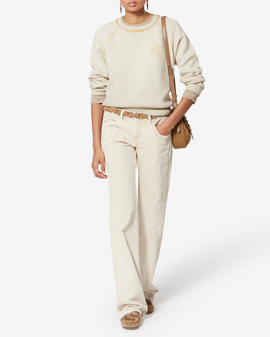 Etoile by Isabel Marant | Loriby Fitted Knit Sweater - Light Grey & Yellow Light-Grey-Yellow