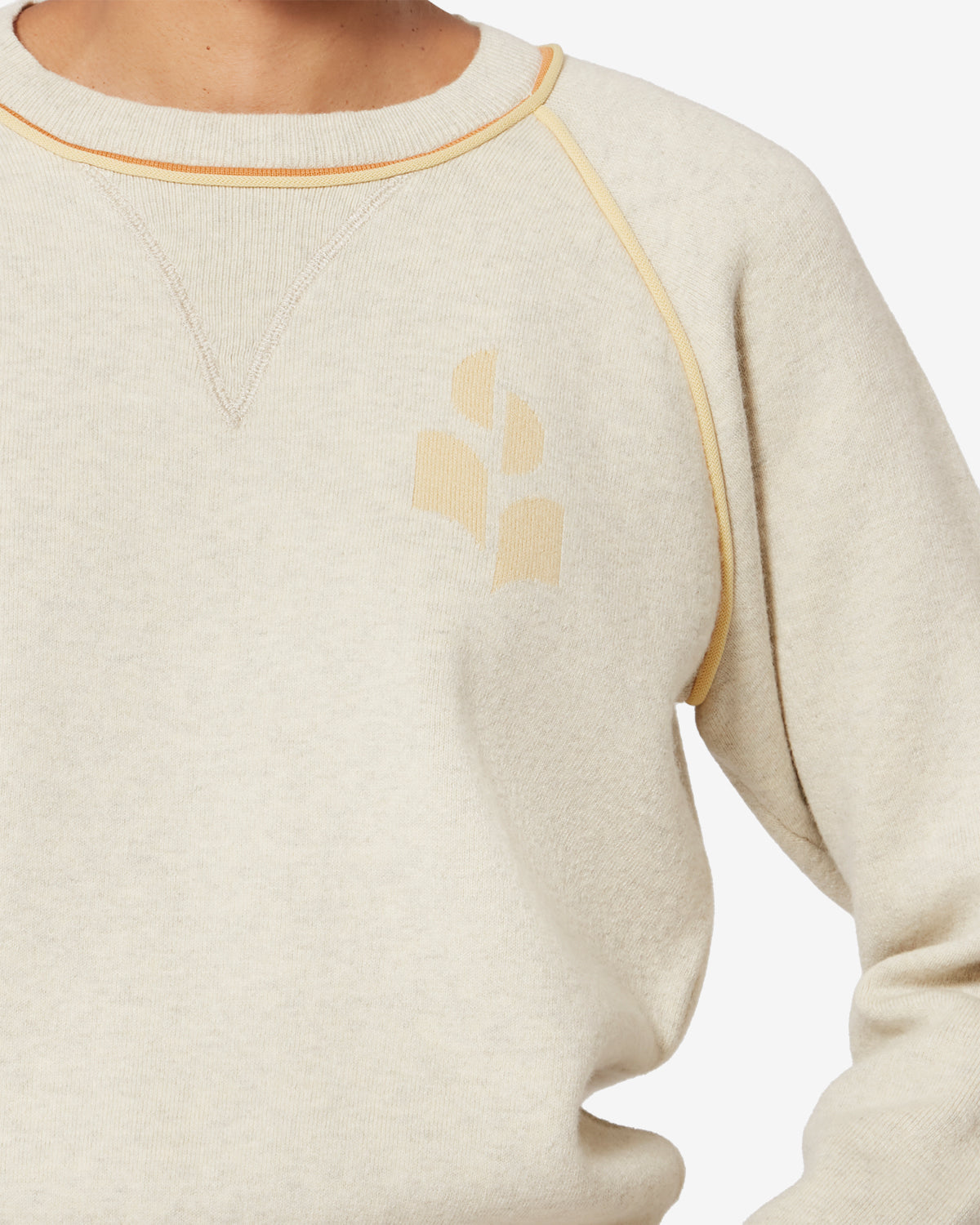 Etoile by Isabel Marant | Loriby Fitted Knit Sweater - Light Grey & Yellow Light-Grey-Yellow