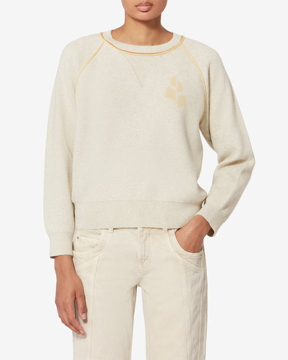 Etoile by Isabel Marant | Loriby Fitted Knit Sweater - Light Grey & Yellow Light-Grey-Yellow