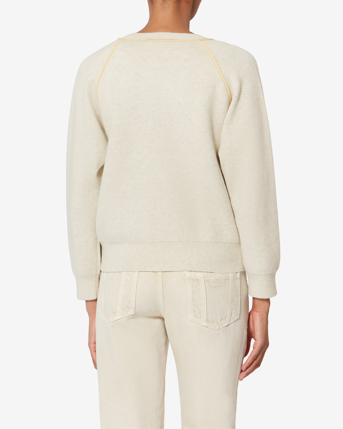 Etoile by Isabel Marant | Loriby Fitted Knit Sweater - Light Grey & Yellow Light-Grey-Yellow