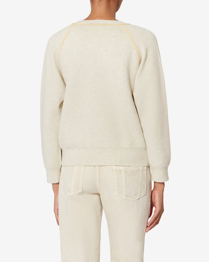 Etoile by Isabel Marant | Loriby Fitted Knit Sweater - Light Grey & Yellow Light-Grey-Yellow