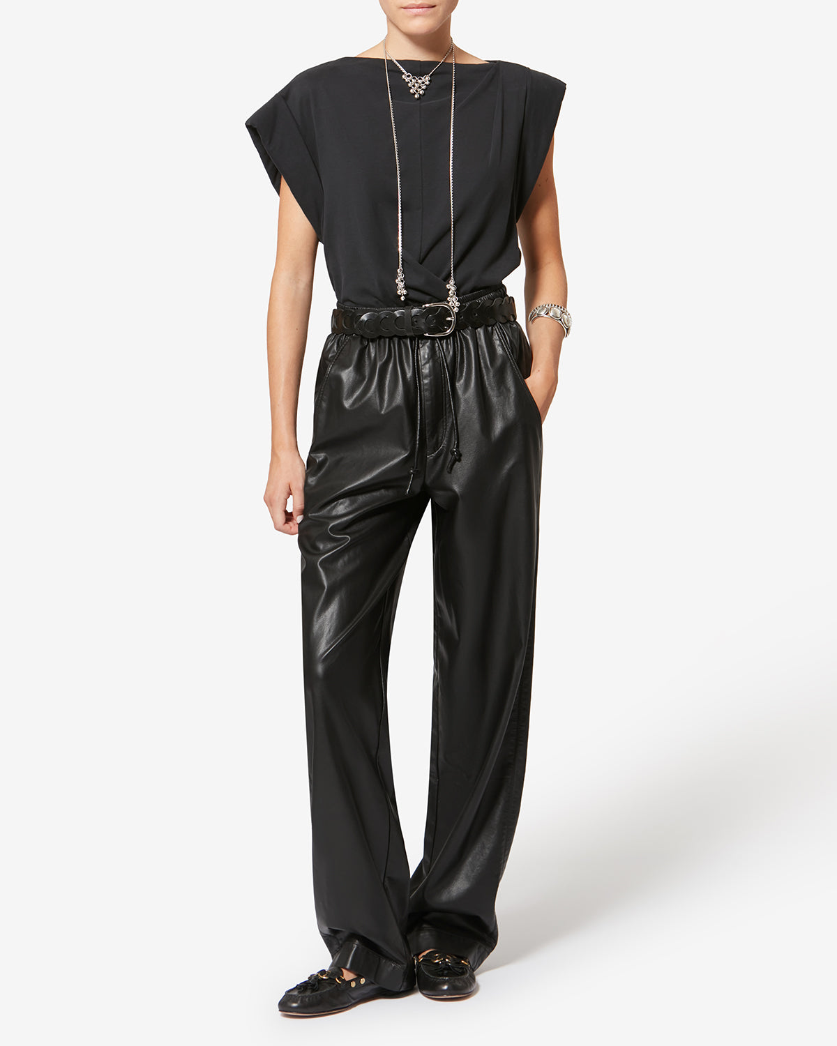 Etoile by Isabel Marant | Nereane Wide-Leg Faux Leather Pants Black