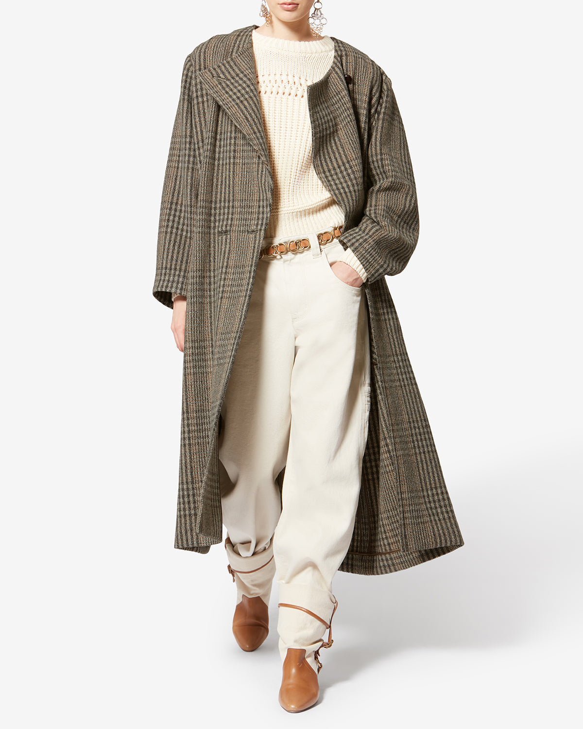 Etoile by Isabel Marant | Renee Wool Check Coat - Relaxed Beige