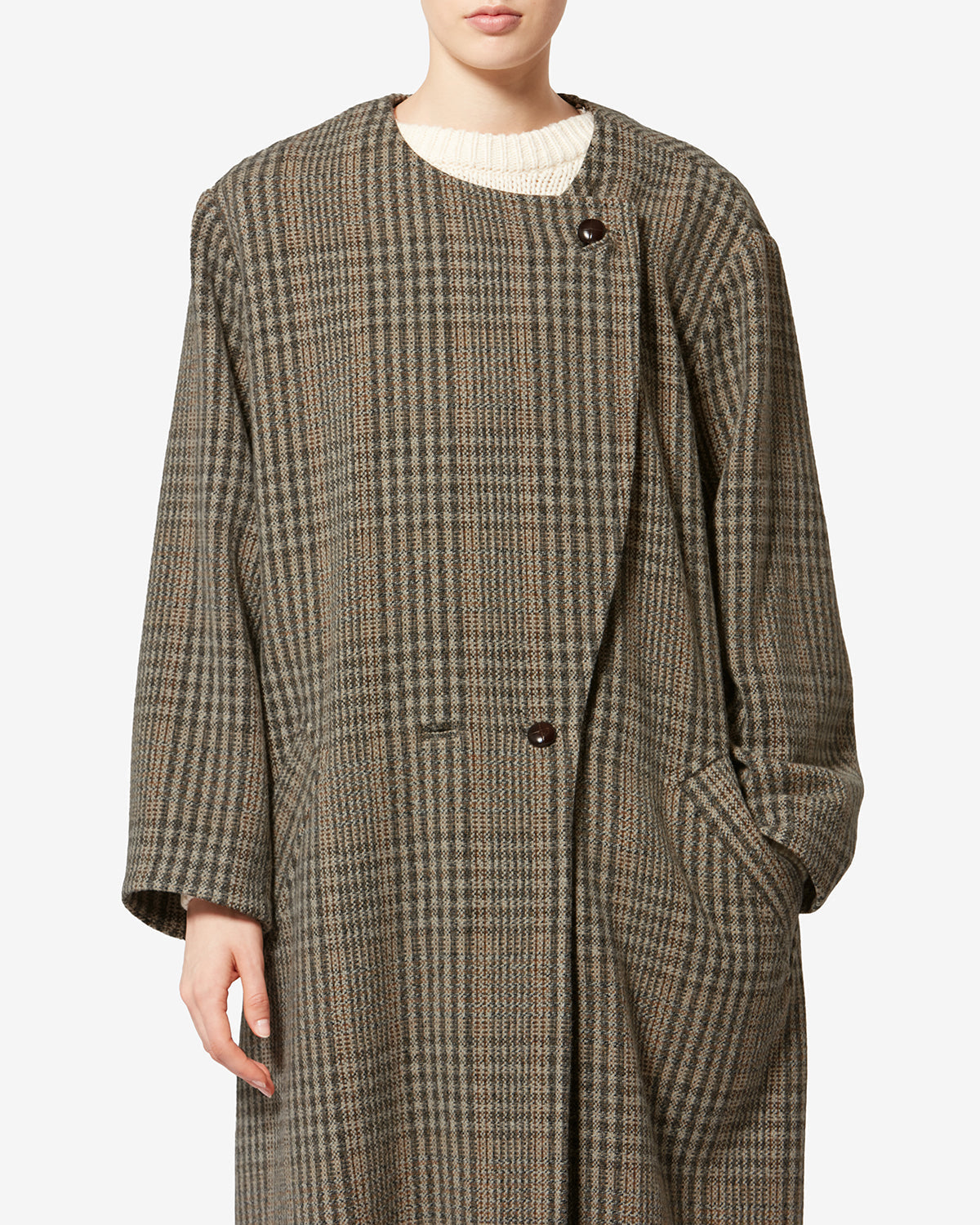 Etoile by Isabel Marant | Renee Wool Check Coat - Relaxed Beige