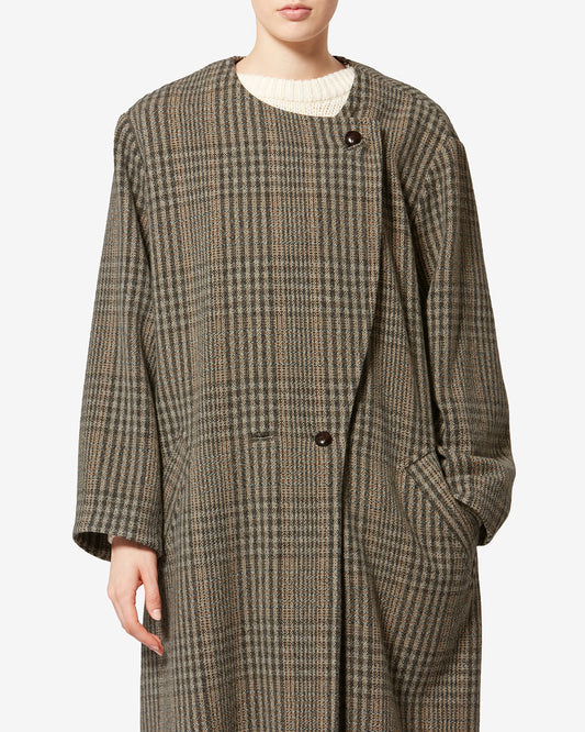 Etoile by Isabel Marant | Renee Wool Check Coat - Relaxed Beige
