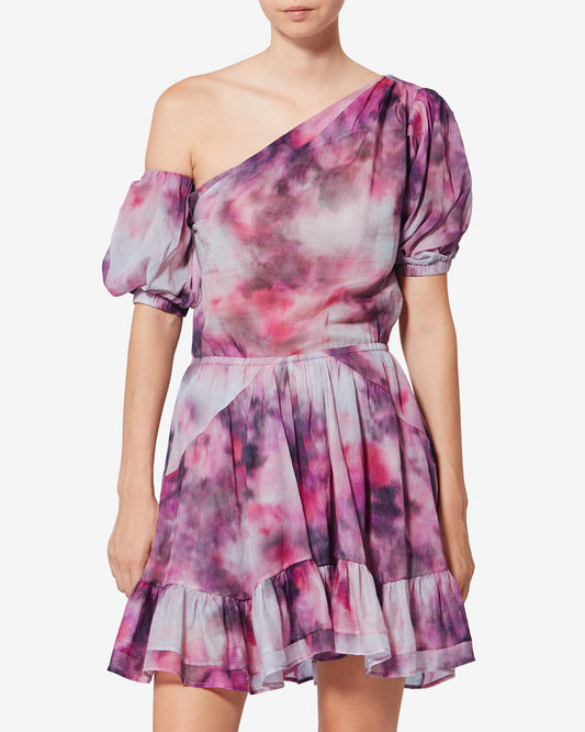Etoile by Isabel Marant | Vyldy Cloud Print Asymmetrical Dress - Pink