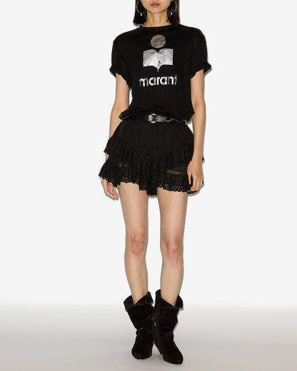 Etoile by Isabel Marant | Zewel Linen T-Shirt - Metallic Logo Black