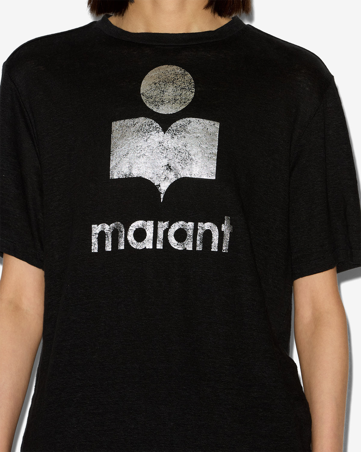 Etoile by Isabel Marant | Zewel Linen T-Shirt - Metallic Logo Black