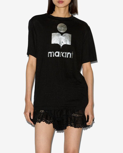 Etoile by Isabel Marant | Zewel Linen T-Shirt - Metallic Logo Black