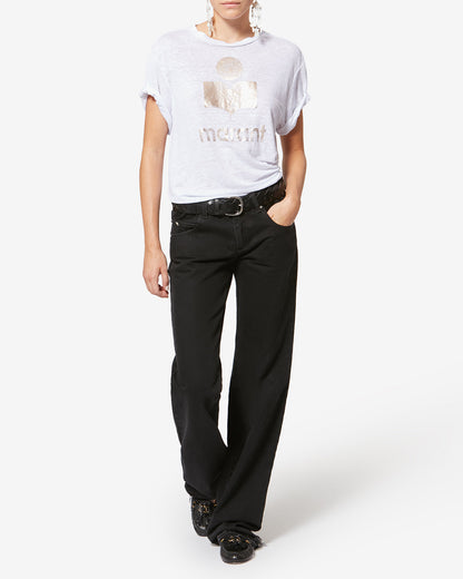 Etoile by Isabel Marant | Linen Logo T-shirt - White-Light-Gold