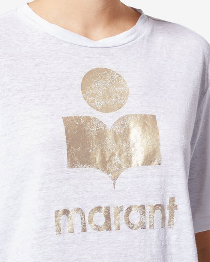 Etoile by Isabel Marant | Linen Logo T-shirt - White-Light-Gold