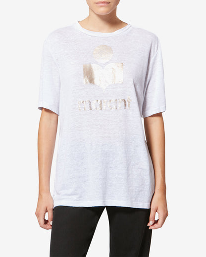 Etoile by Isabel Marant | Linen Logo T-shirt - White-Light-Gold