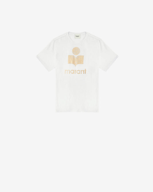 Etoile by Isabel Marant | Linen Logo T-shirt - White-Light-Gold