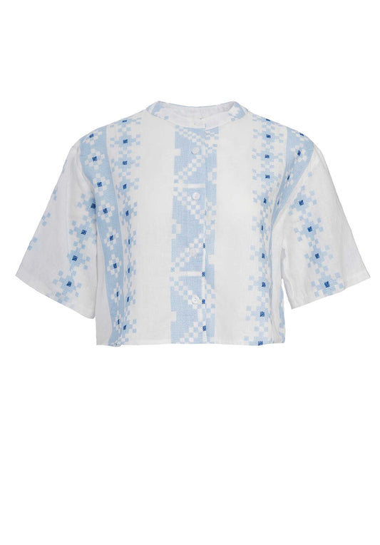 Blouse 250196 White-Ciel-Royal
