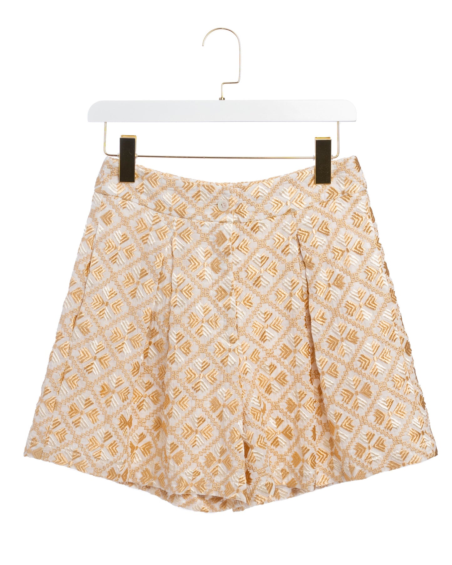 Kori | Flakes Pleated Shorts - White Gold White-Gold-Cham