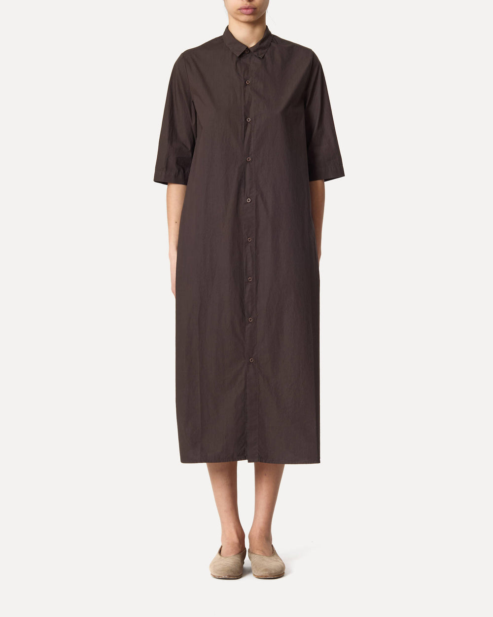 Labo Art | Asymmetric Column Dress - Abito Acca in Marron Maron
