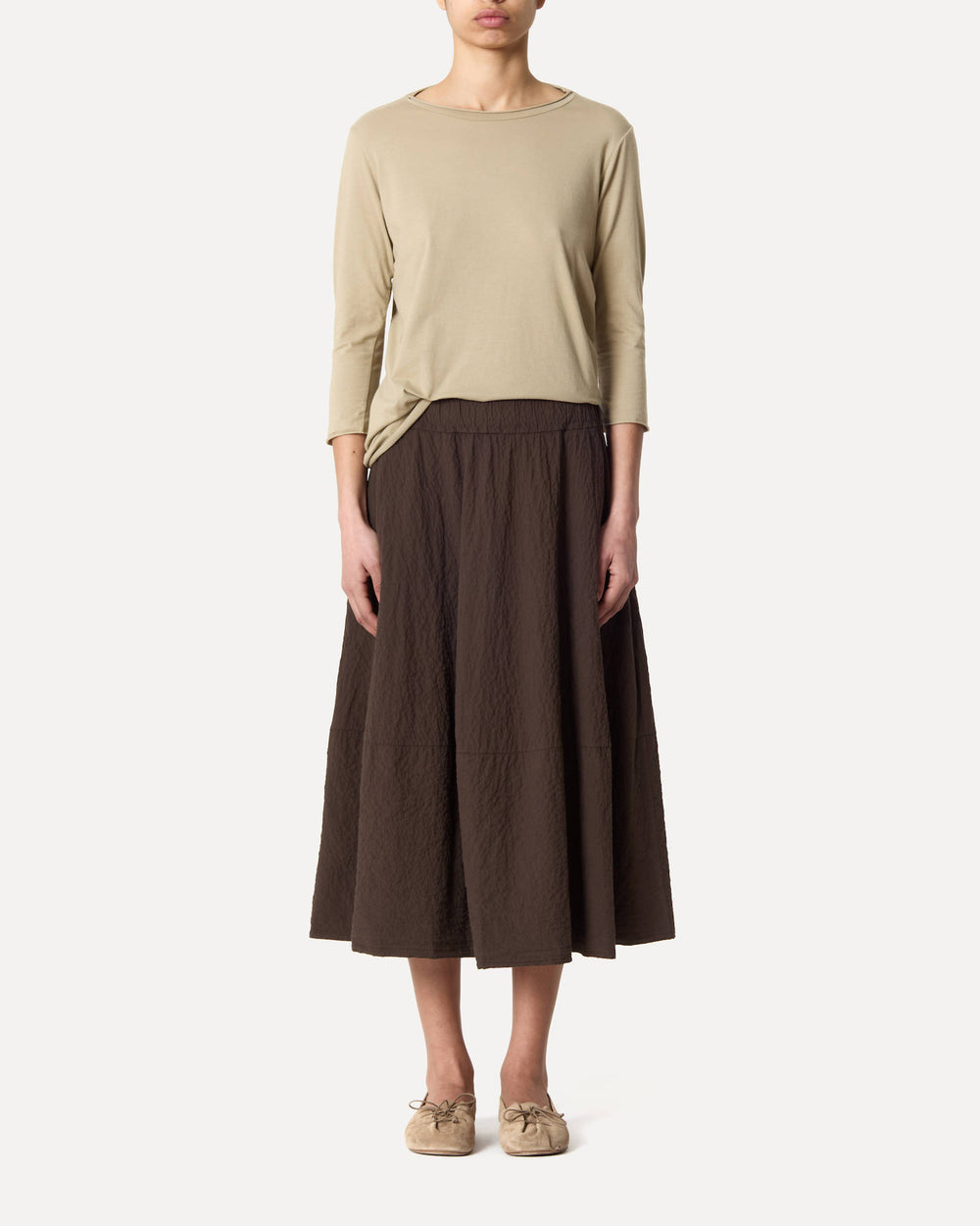 Labo Art | Organic Cotton Poplin Skirt - Brown Maron