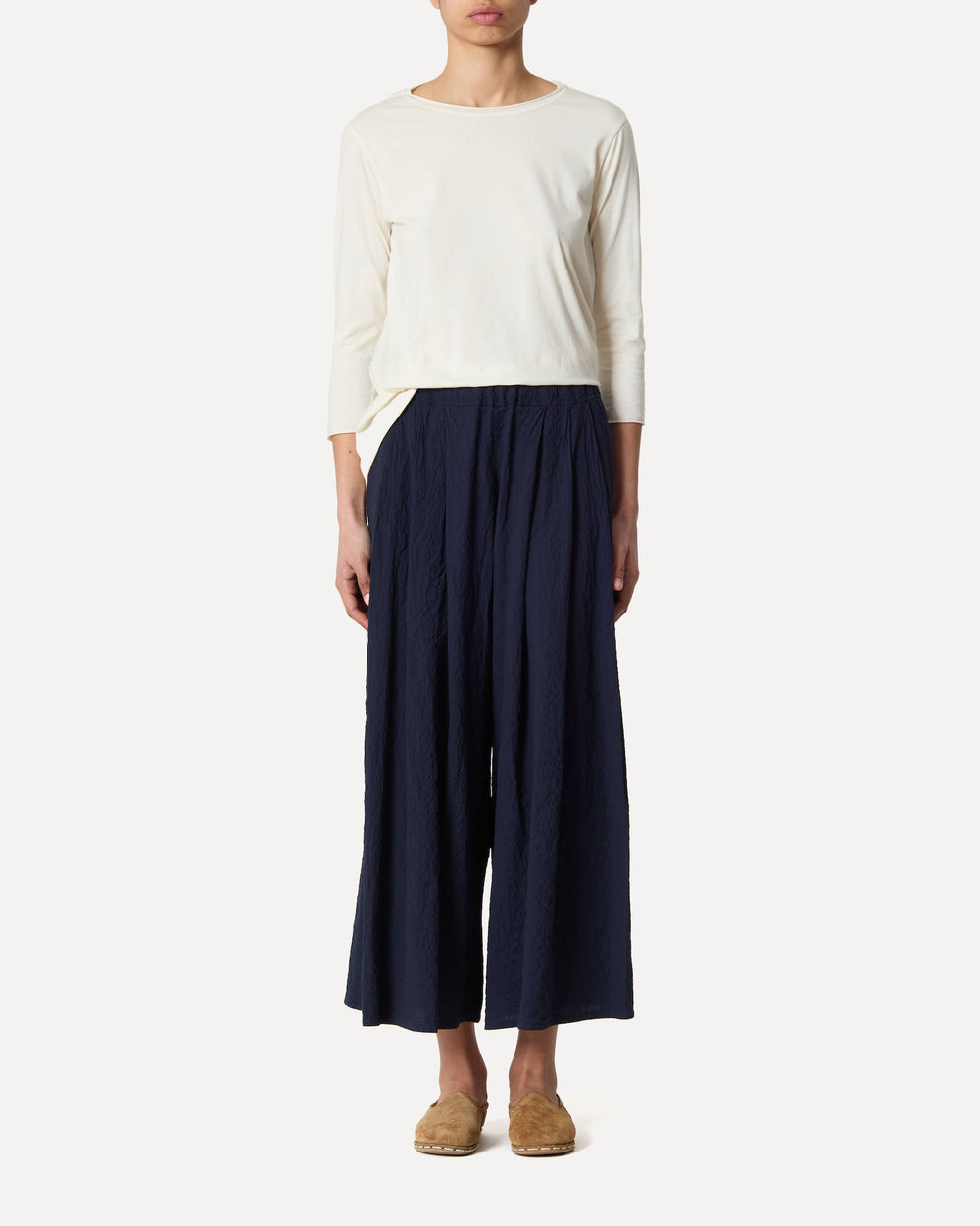 Labo Art | Wide-Leg Cotton Twill Pant - Blue Atlantic