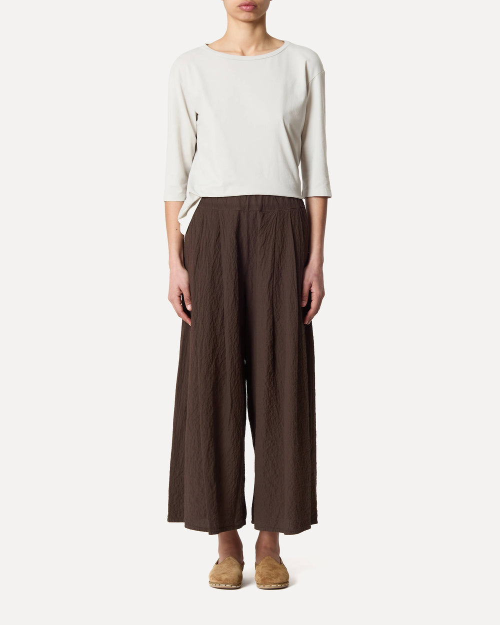 Labo Art | Wide-Leg Cotton Poplin Pants - Maron