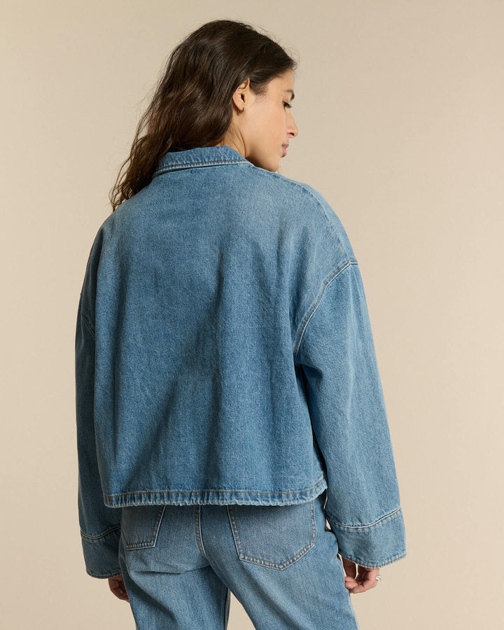 LAB DIP | Baker Cropped Denim Jacket - Dirty Blue