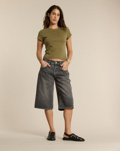 LAB DIP | Straight Denim Bermuda Shorts - Kyoto Ash Gray