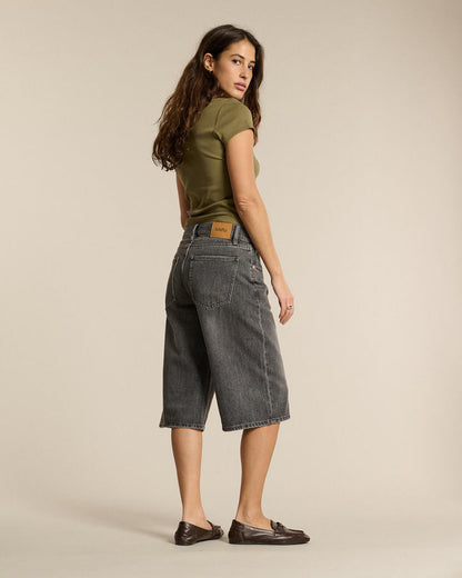 LAB DIP | Straight Denim Bermuda Shorts - Kyoto Ash Gray