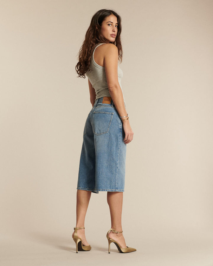 LAB DIP | Straight Denim Bermuda Shorts - Matte Ash Gray