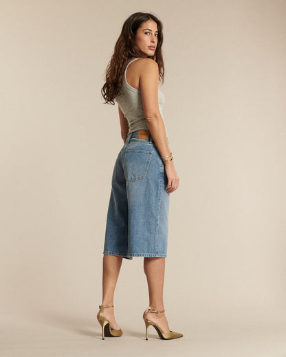 LAB DIP | Straight Denim Bermuda Shorts - Matte Ash Gray