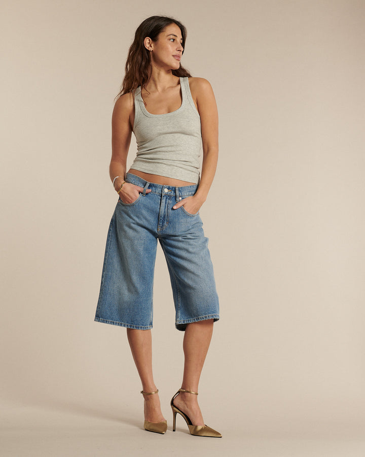 LAB DIP | Straight Denim Bermuda Shorts - Matte Ash Gray