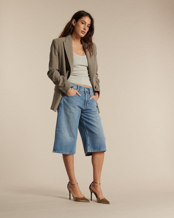 LAB DIP | Straight Denim Bermuda Shorts - Matte Ash Gray