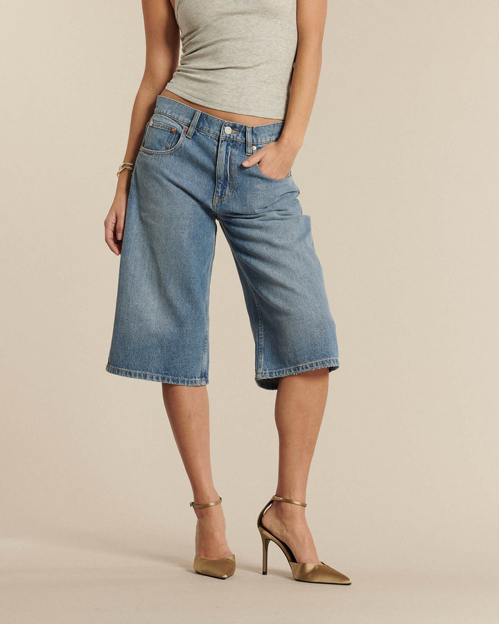 LAB DIP | Straight Denim Bermuda Shorts - Matte Ash Gray